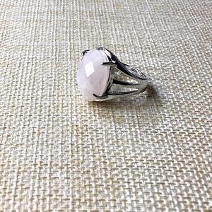 Sterling Silver Faceted Rose Quartz Adjustable Ring